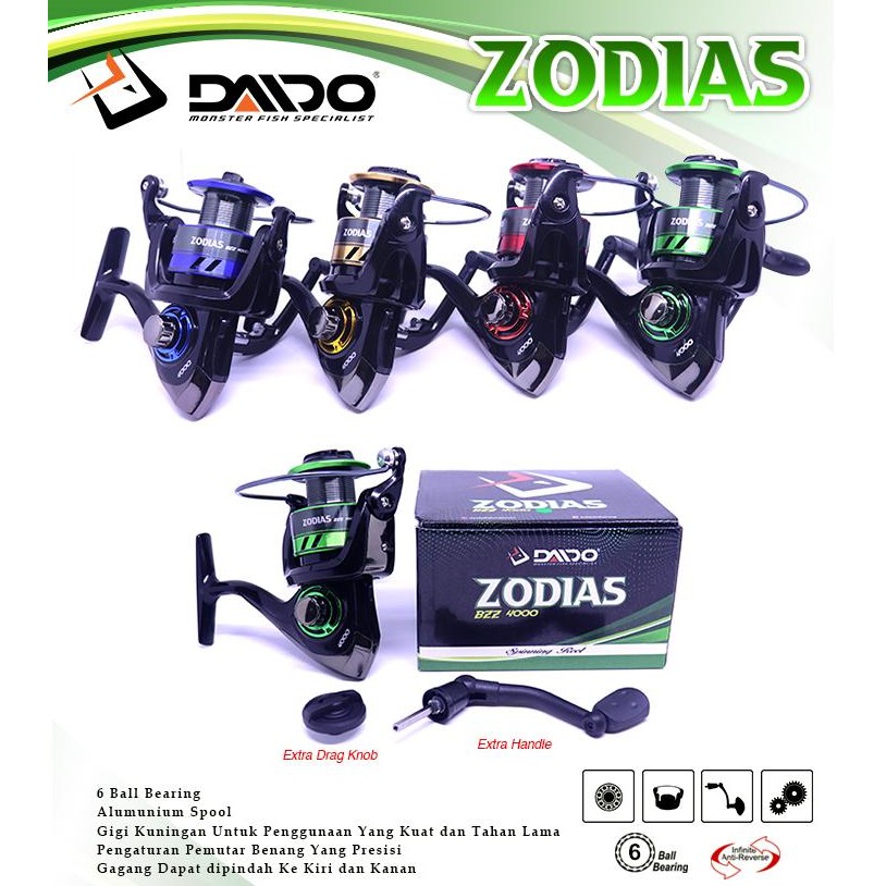 REEL DAIDO ZODIAS SPIN 6 BEARING UKURAN 1000 SAMPAI 6000