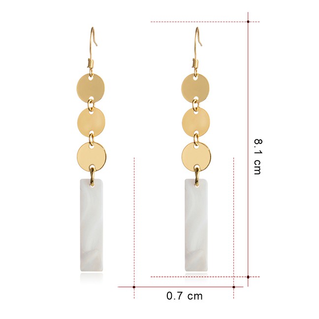 LRC Anting Gantung  Fashion Real Gold Alloy Rhinestone Geometric Earrings F79756