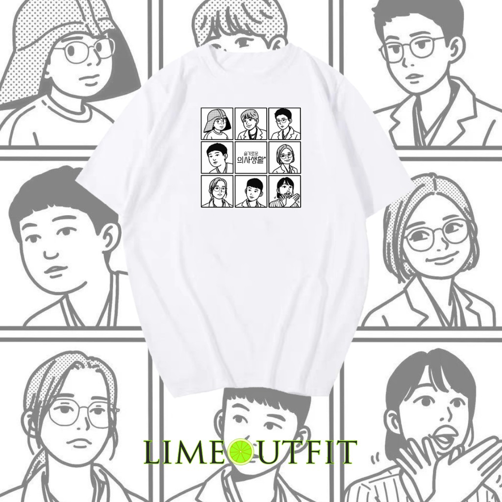 HOSPITAL PLAYLIST KARTUN ANIMASI - BAJU KAOS K-DRAMA/T-SHIRT HOSPITAL PLAYLIST/TUMBLR TEE