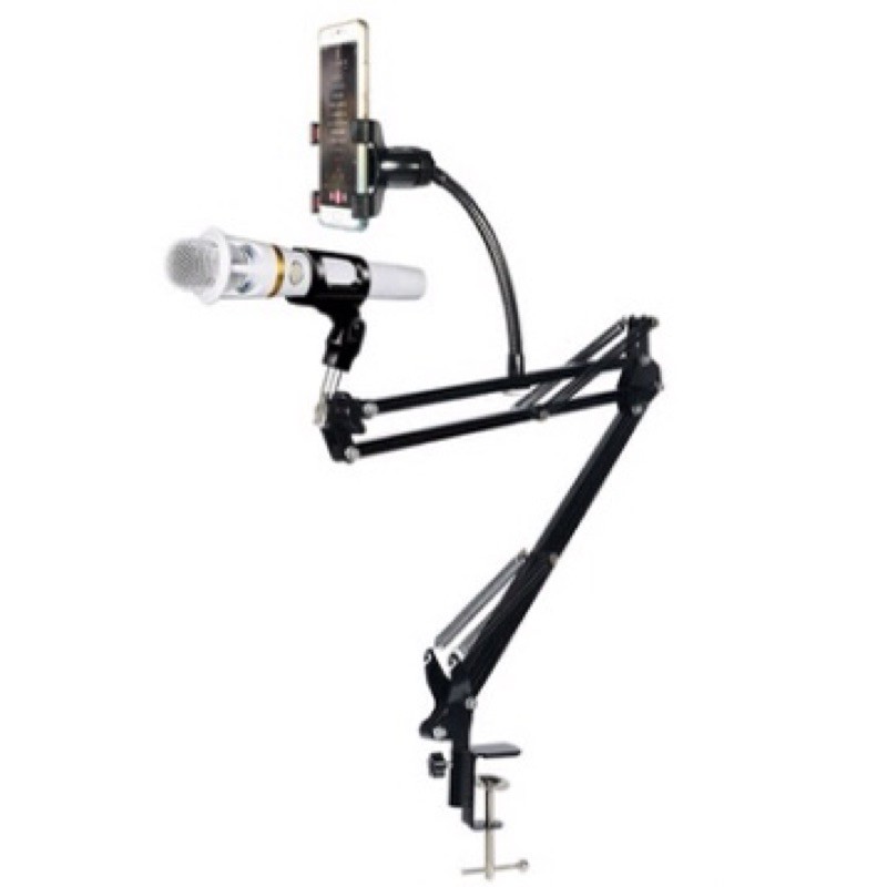 TaffSTUDIO Microphone Suspension Boom Scissor Arm with Smartphone Lazypod