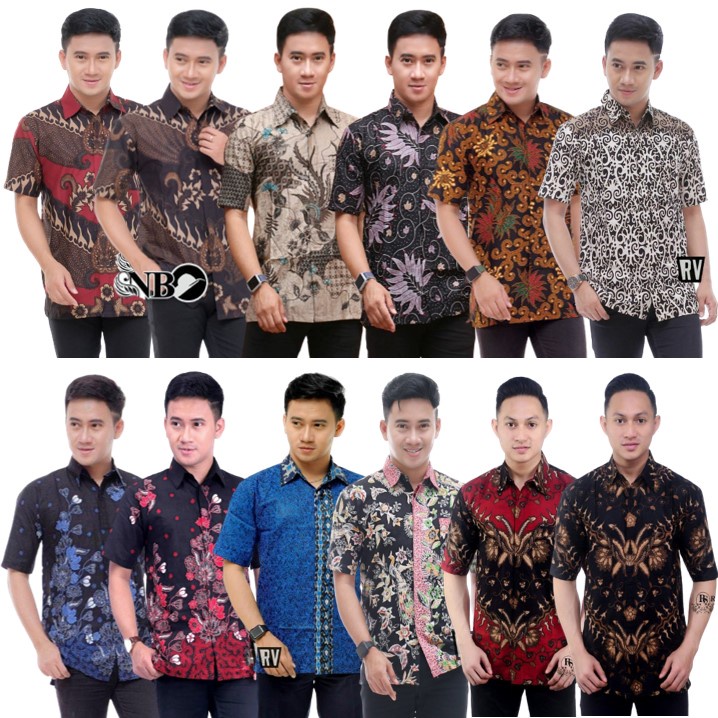 Risna Batik HRB026 Kenongo Hem Kemeja Batik Pria Lengan Pendek Katun Primis Premium Halus M L XL XXL