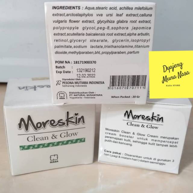 MORESKIN MORESKIN CLEAN AND GLOW CLEAN AND GLOW CREAM GLOWING  CREAMGLOWING  MORESKIN NASA GLOWNASA