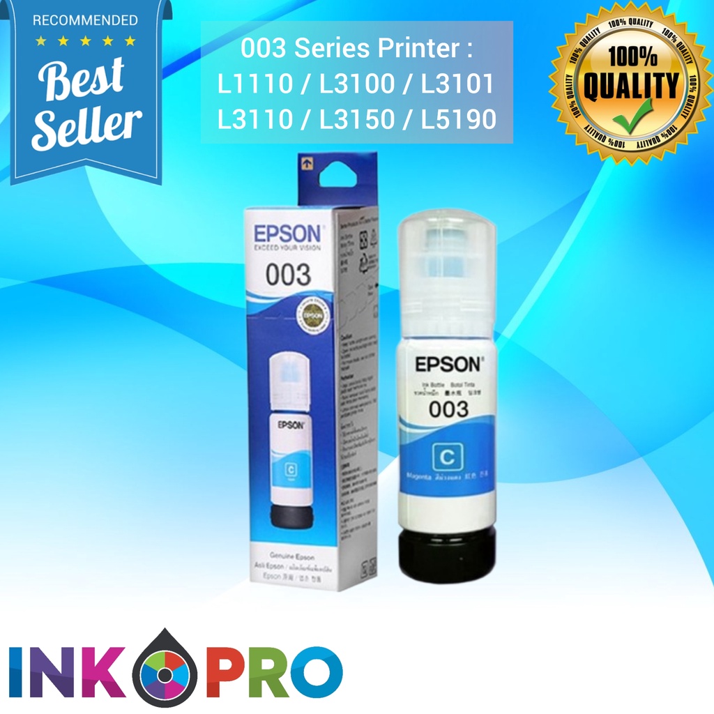 Tinta Epson 003 1Set PREMIUM Untuk Printer L1110 L 3210 L3100 L3101 L3110 L3150 L5190