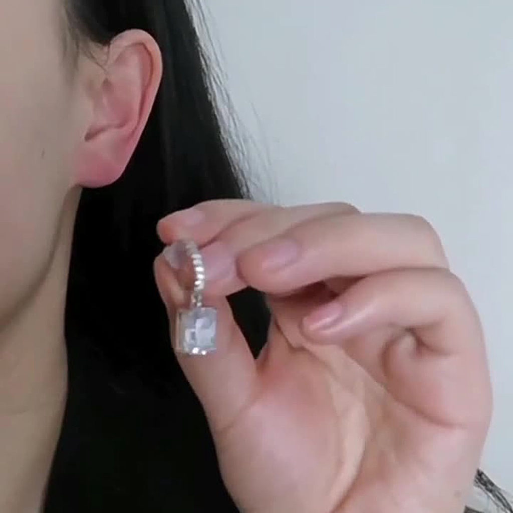 Hu Hu Hu Hu Hu Alat Bantu Pasang Kacamata♡ 1 Pasang Anting Hoop Bentuk Persegi Geometris Tahan Lama Untuk Pemakaian Sehari-Hari