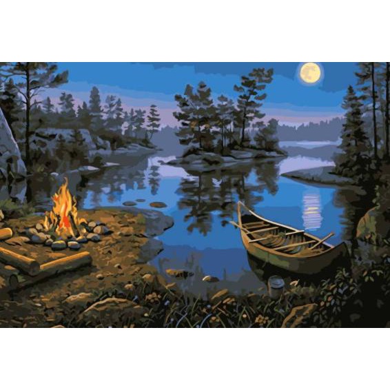 

Diy Painting Paint By Numbers Canvas Lukis Midnight Forest 40*50