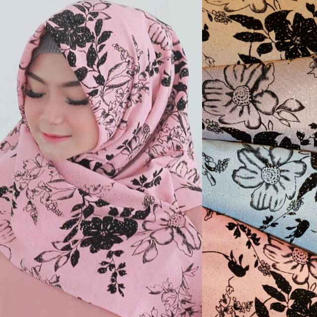 Jilbab segiempat motif by Ima Scraf/jilbab grosir