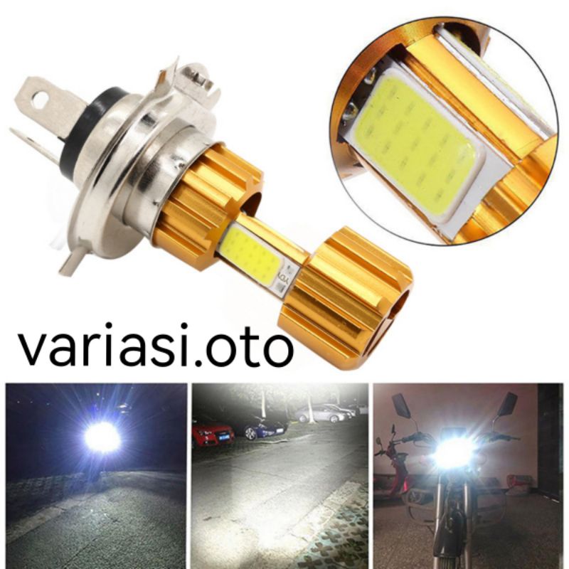 Lampu Motor LED H4 /3 Sisi COB