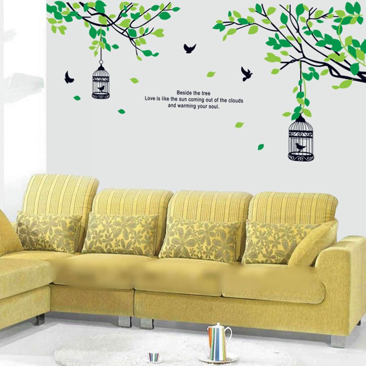 RELIZA Wall Sticker / Stiker Dinding SANGKAR HIJAU CAGES BIRD RANTING AY9045