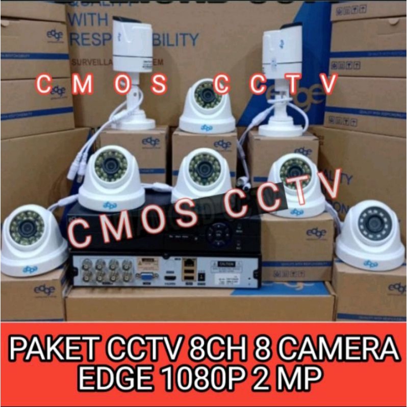 Paket cctv EDGE 2mp 8 channel 4 kamera FULL HD Komplit