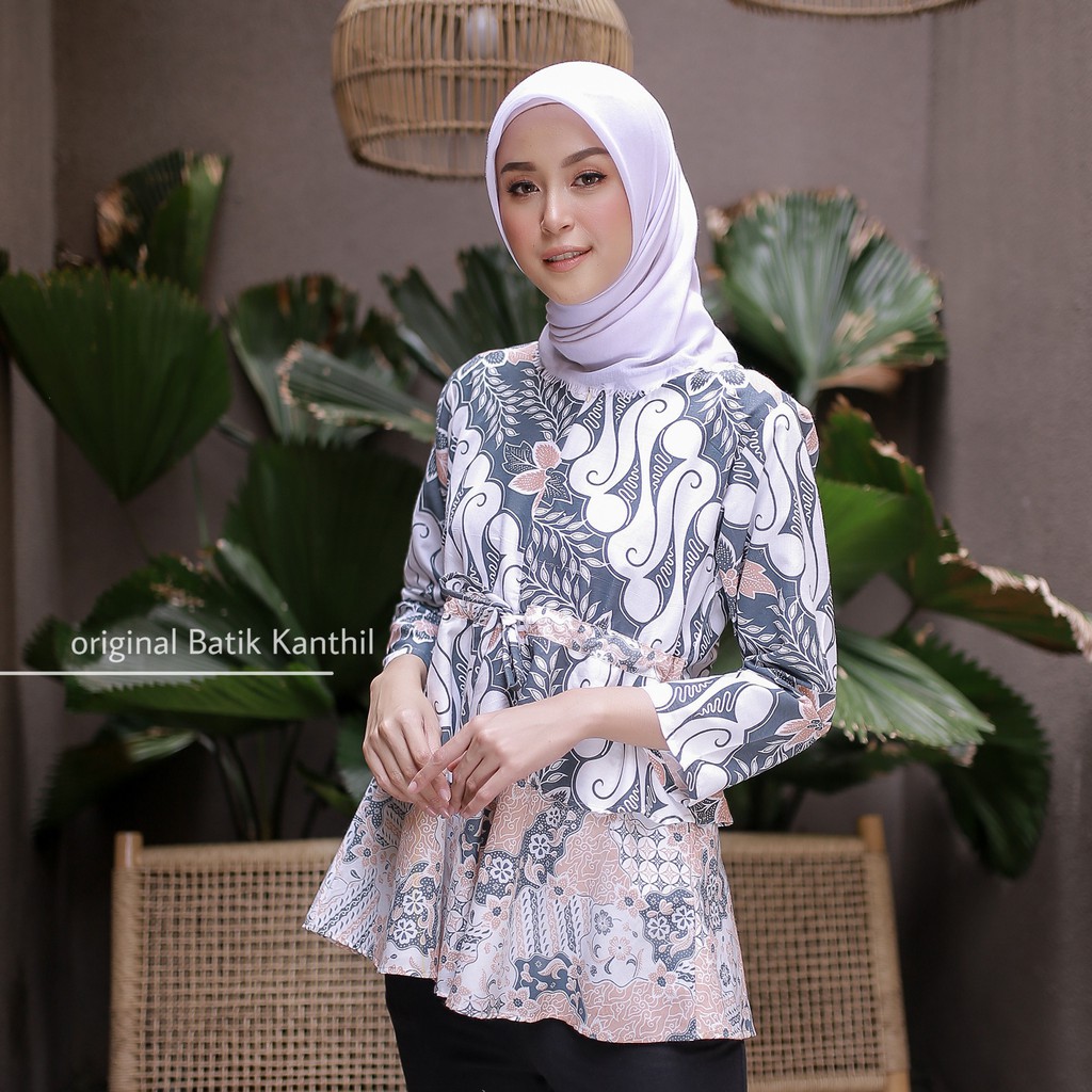 Atasan Wanita Blouse Batik Kekinian SUSUN PARANG SEKAR-3