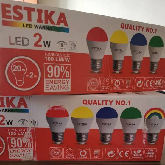 Lampu Bohlam LED Warna Warni Lampu Estika 2Watt