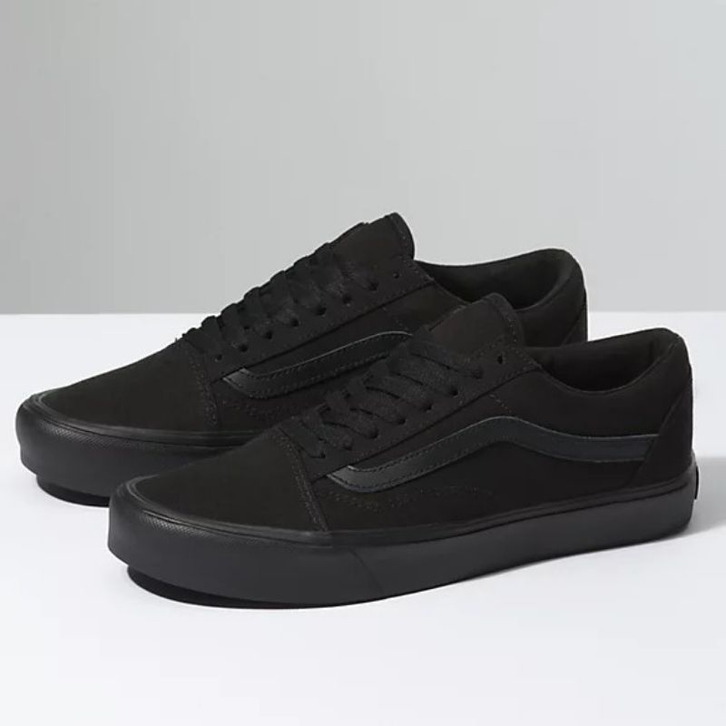 Sepatu sneakers Hitam Polos Sepatu Vans Fullblack Casual Skate