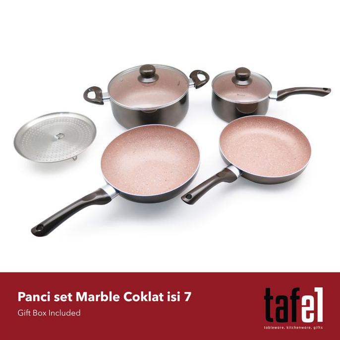 Weston Panci Set Marble Coklat Isi 7 - Cokelat Ragilanggara20