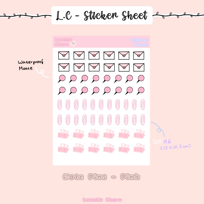 

[L.C] Note Pins Matte Sticker Sheet by jace_ang