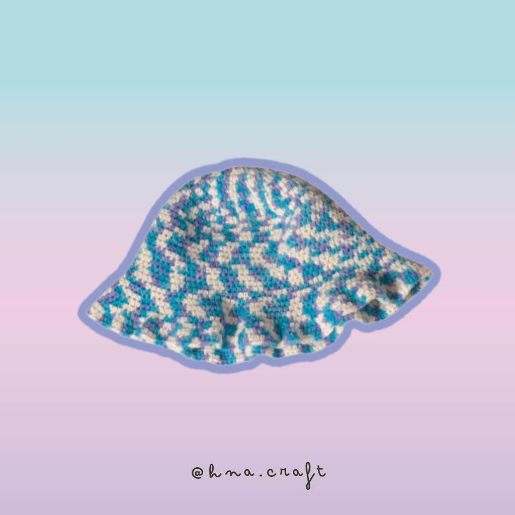 Pre-Order //Denim Bucket Hat Rajut Granny Square/ Topi Rajut Handmade Ukuran Anak, Remaja dan Dewasa
