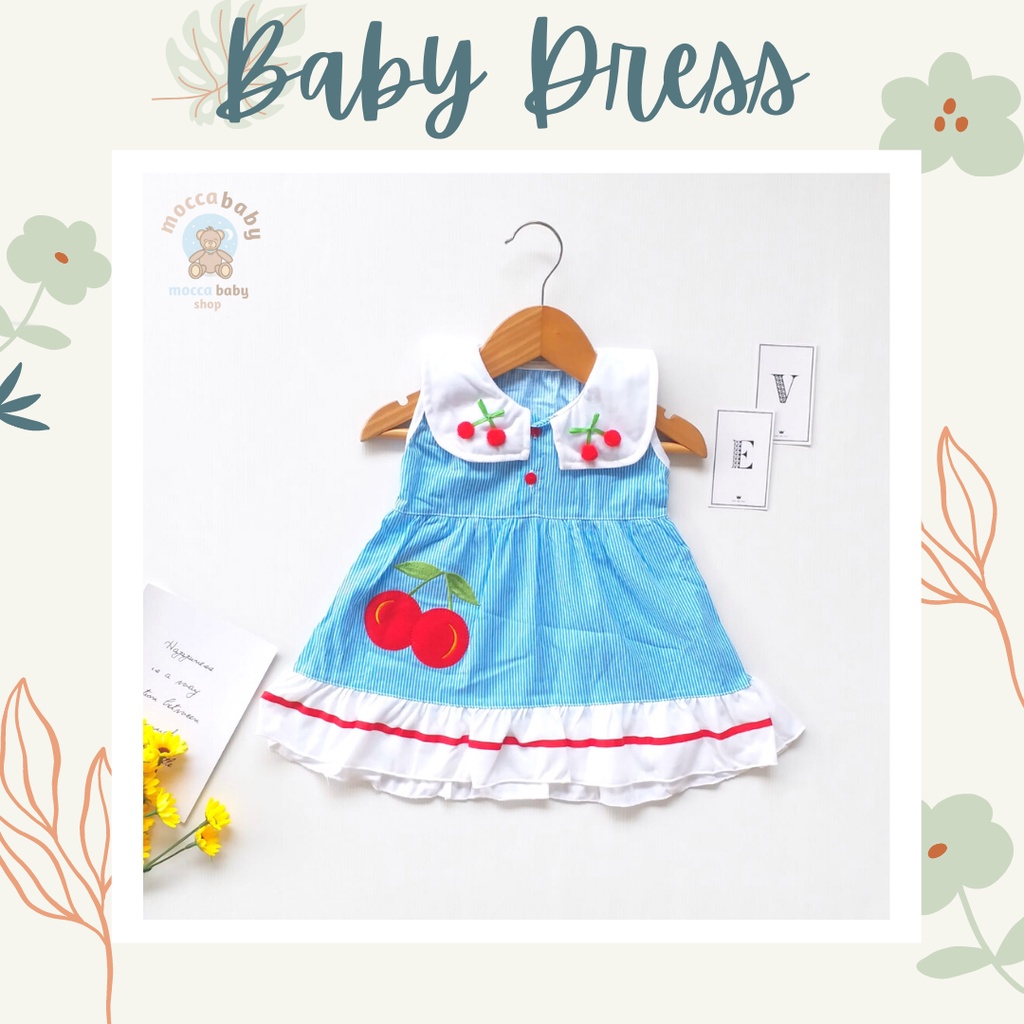 MBSS - QIU2 CHERRY Dress Bayi (0-12bulan) Baju Bayi Perempuan Baju Rok Terusan Bayi