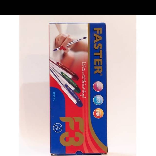 

Ballpoint Pulpen Faster F3 0.5mm isi 12 pcs Hitam dan Biru