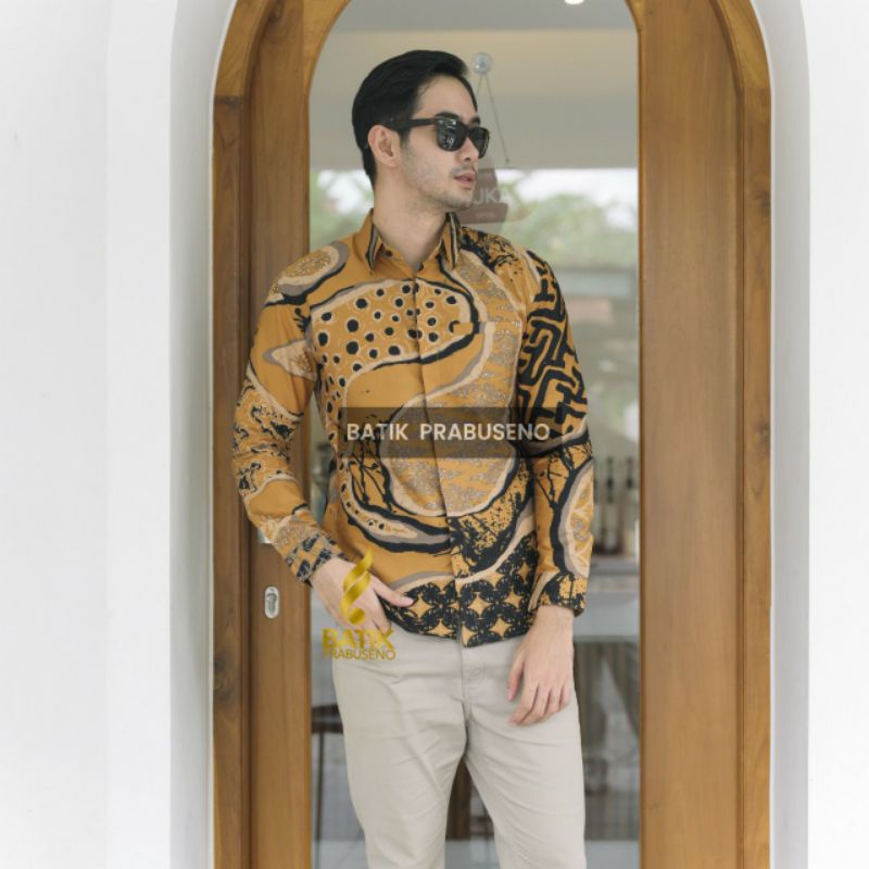 PRAPANCA BATIK PRIA SLIMFIT MODERN BAJU BATIK NGANTOR BAYIK PRINTING MODERN HEM KERJA BAJU KERJA PRI