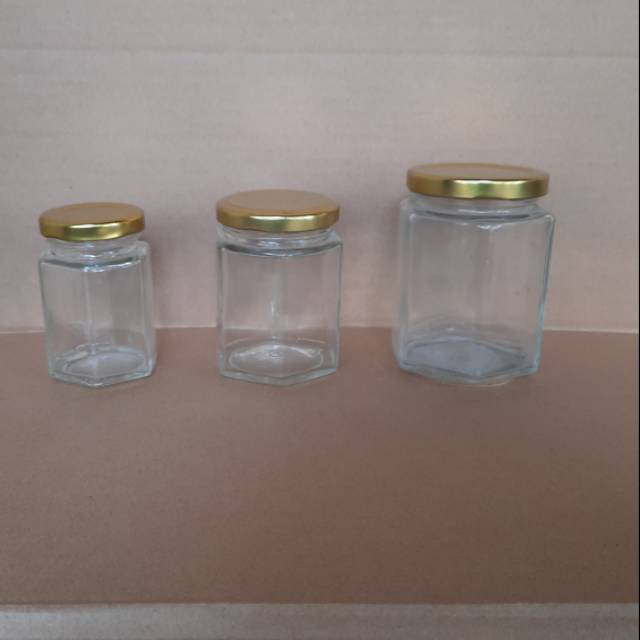 Jar kaca hexagonal / segi enam 280 ml 100% baru