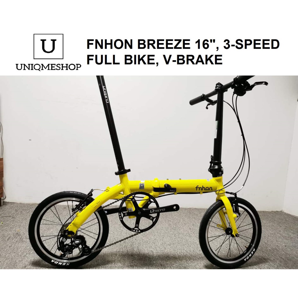 Sepeda Lipat Fnhon Breeze 3 Speed 16" 16 inch Yellow Kuning FULL BIKE