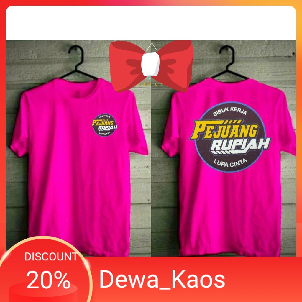Q / KAOS KEREN PEJUANG RUPIAH PINK / KAOS KEREN PRIA / LENGAN PANJANG PRIA