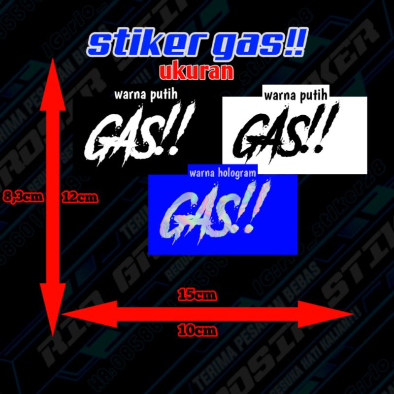 

STIKER GAS warna putih,hitam dan hologram