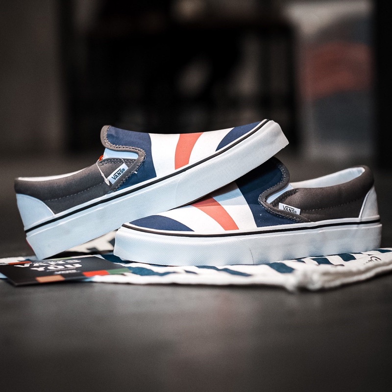 VANS SLIP-ON COSTOME MADE FOR YOU “BLUE/WHITE/SPICE ORANGE” ORIGINAL 100%