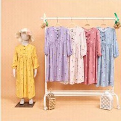 Pola Produksi Gamis Anak leher bulat pinggang kerut - Pola baju gamis anak - Sewing pattern