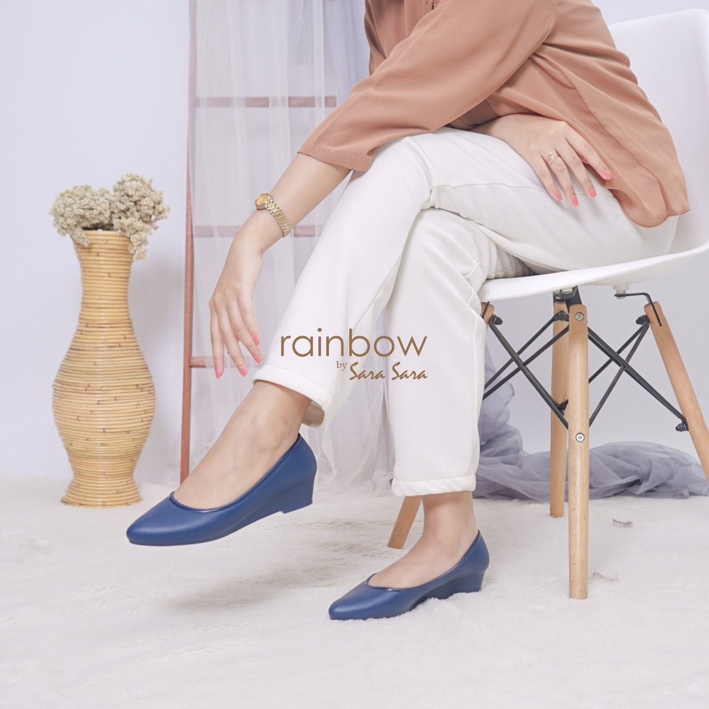 Sara Sara Rainbow Sara Sara Pelangi Wedges Sepatu Jelly Wanita sepatu kerja wanita flat shoes jelly terbaru