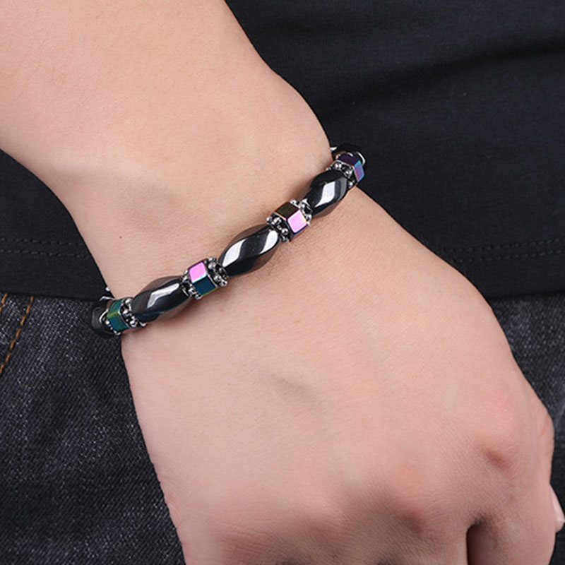 Gelang Magnetik Bahan Batu Gallstone Warna Hitam Untuk Kesehatan