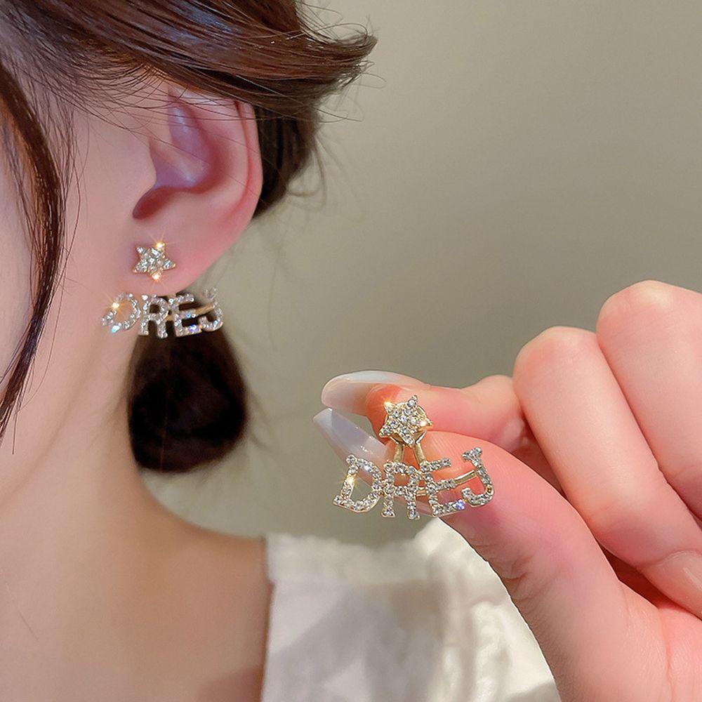 Mxbeauty Anting Tusuk Wanita Trendy Eleagnt Untuk Perempuan Bintang Zirkon Menjuntai Drop Earrings