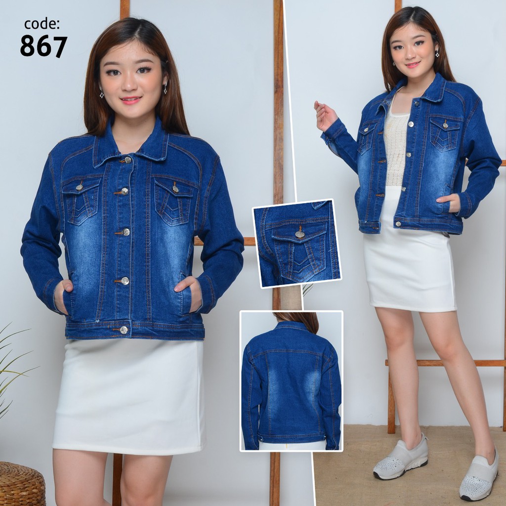 Jaket Jeans Polos Wanita / Jaket Jeans Wanita / Jaket Wanita / Jaket Jeans Korea/Jaket Model Terbaru