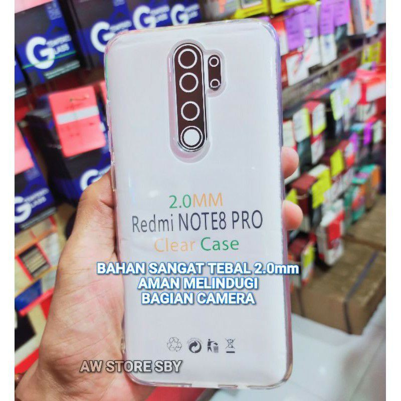 silikon kondom casing cover HD clear case redmi note 8 pro TEBAL TRANSPARAN