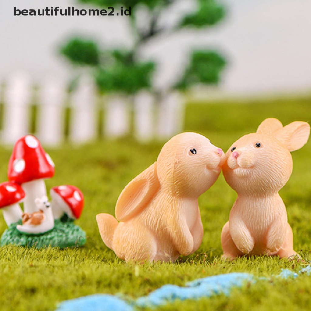 (Beautifulhome2.Id) 7pcs Miniatur Figur Kelinci Paskah Bahan Resin Untuk Dekorasi Taman Peri