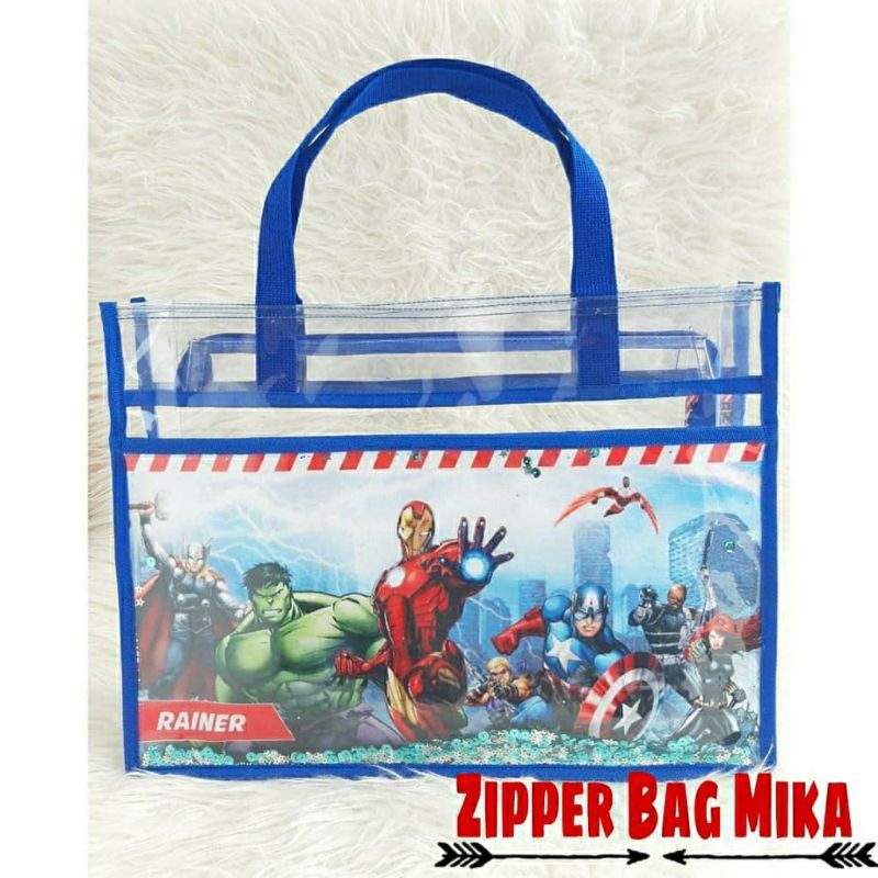 

Totebag Zipper Mika/souvenir ultah/sovenir anak/souvenir custom/sovenir ultah/goodiebag/totebag/tas