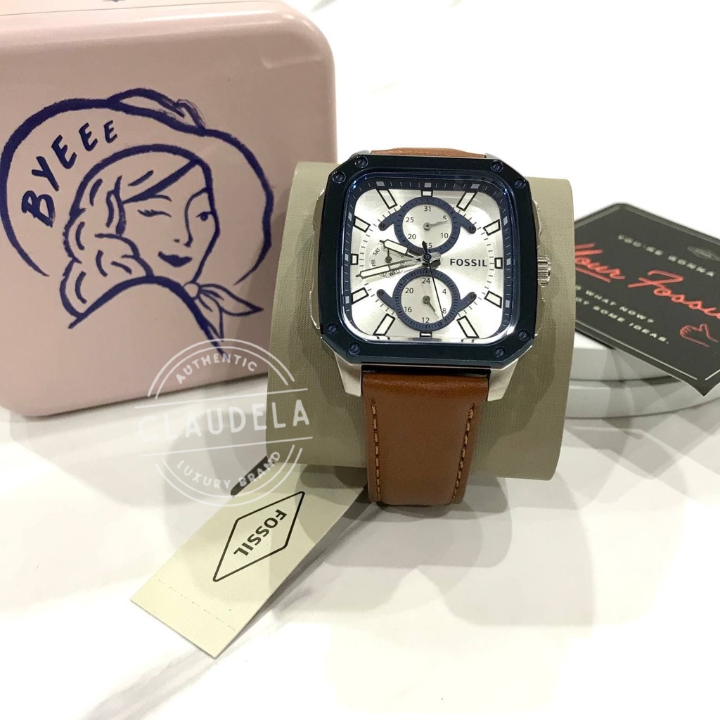 Jam Tangan Analog Pria Kotak Inscription Multifunction Brown Leather Men’s Watch (BQ2658)-100% Origi