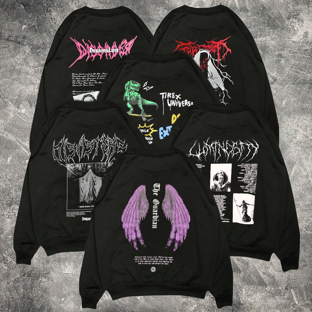 Sweater Crewneck Aethestic Sweatshirt Black Metal Series Switer Cowok Cewek Distro Sweater Pria Wani