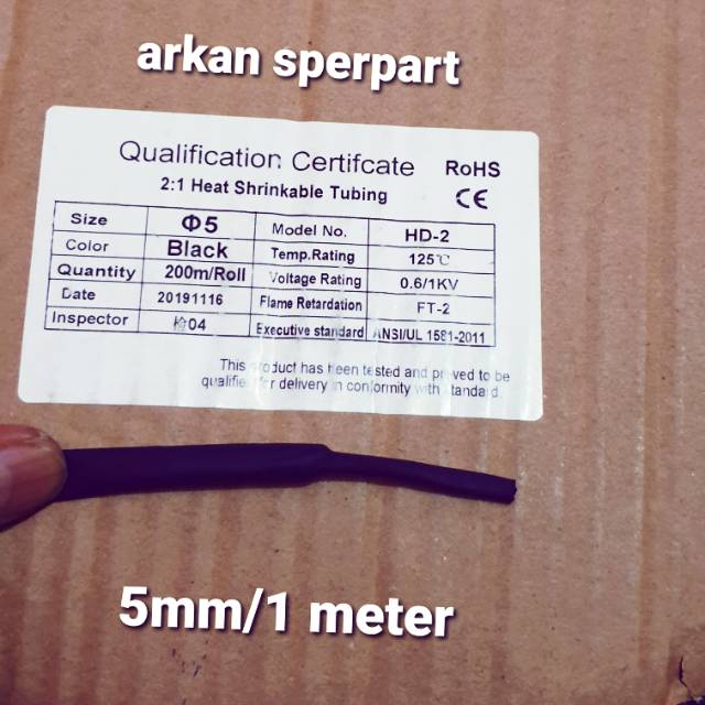 

Isolasi bakar 5mm/kabel bakar 5mm/heat shrink tubing 5mm