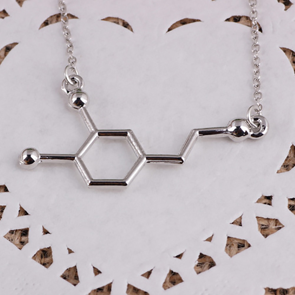 Hu Hu Hu Hu Hu Alat Bantu Pasang Kacamata♡ Kalung Rantai Dengan Liontin Molekul DNA Serotonin Dopamine Acetylcholine Biochemistry