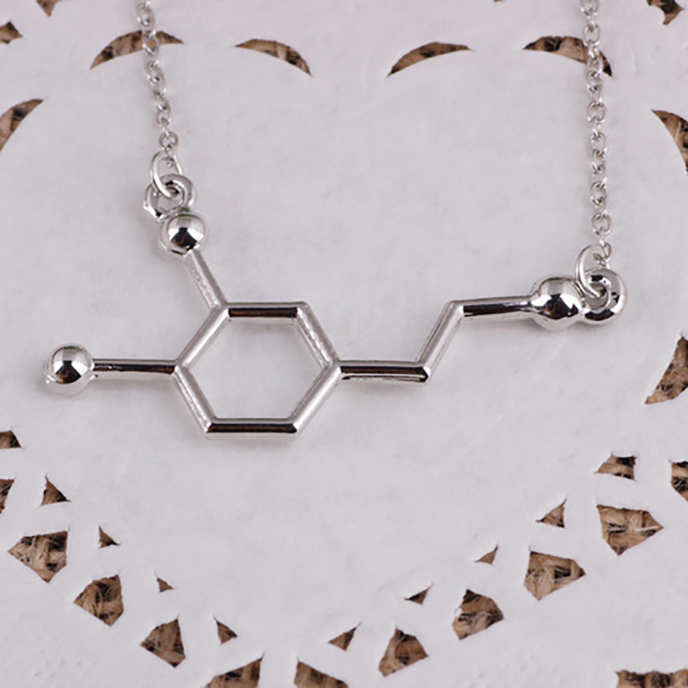 Hu Hu Hu Hu Hu Alat Bantu Pasang Kacamata♡ Kalung Rantai Dengan Liontin Molekul DNA Serotonin Dopamine Acetylcholine Biochemistry