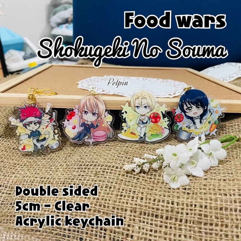 Gantungan kunci shokugeki no souma food wars souma takumi erina tadokoro megumi anime keychains