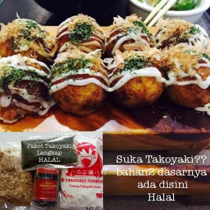 

Promo Spesial - Bahan Takoyaki Halal Tepung Tako Aonori Katsuobushi Saos Okonomiyaki