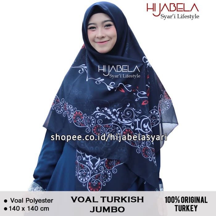 Hijab Voal Turki Syari ORI Jilbab segi empat motif Kerudung Voal Jumbo   WARNA DI NOTE