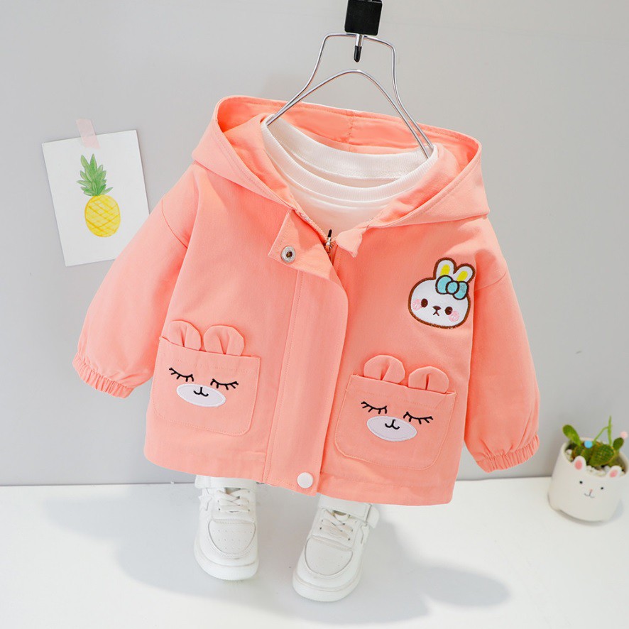 JK10- Jaket bayi dan anak perempuan dan laki-laki import motif beruang kelinci