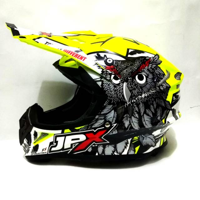 Helm Cross Jpx Full Face Sni Trail Klx Motif X13 Burung Hantu