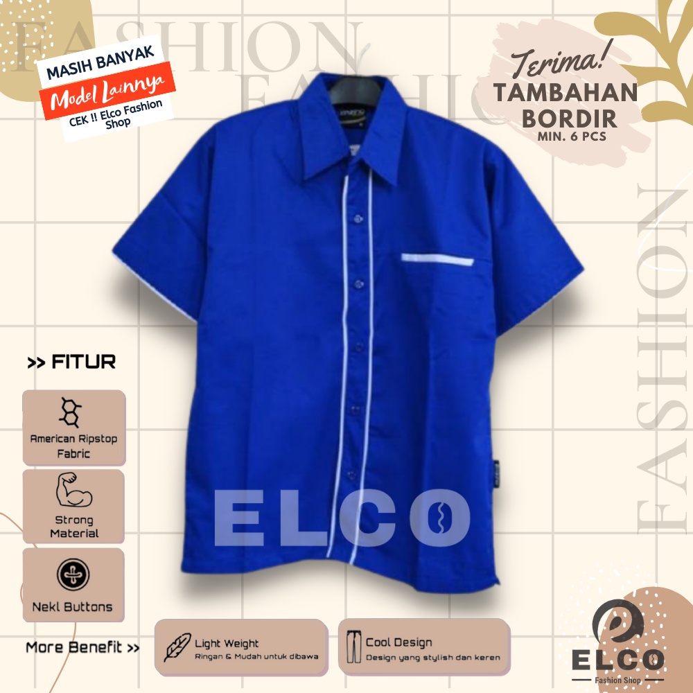 Baju seragam kerja kemeja lengan pendek baju pdh biru list putih 02 seragam kantor kemeja kombinasi 