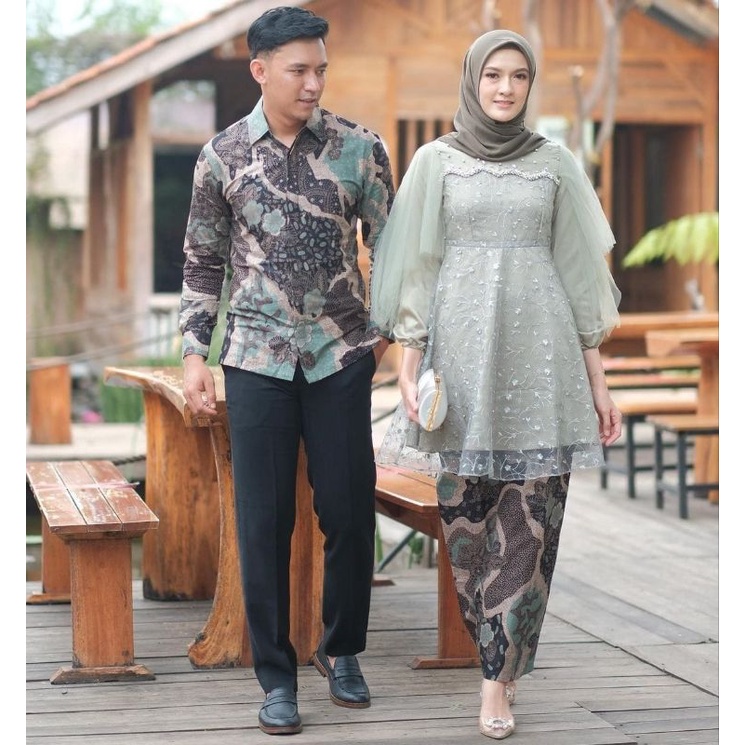 Luna Tunic Kebaya Brukat Kemeja Batik Couple Kebaya Kondangan Beidesmaid Pesta Wisuda Set Wanita Brokat Aksen Mutiara Tutu Kebaya batik jumbo terbaru kebaya kopel cewek cowok kebaya batik kondangan seragaman pernikahan sarimbit kutu baru batik