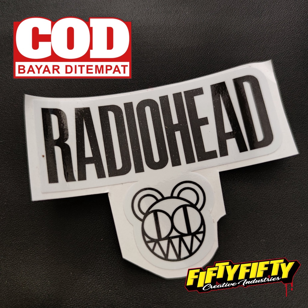 Stiker Print Cut RADIOHEAD Stiker Printing Laminasi Glossy Tahan Air Stiker Motor Mobil Helm Sudah Membentuk Pola Desain