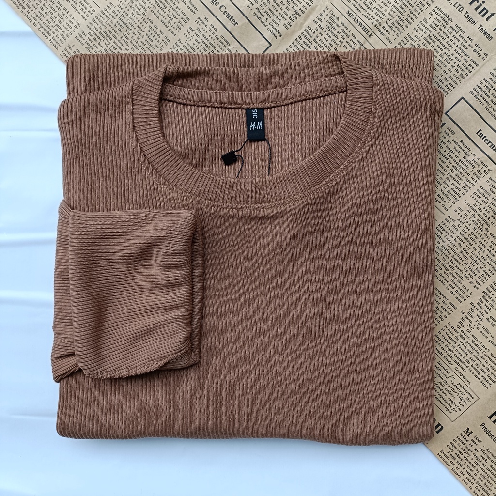 PART II Kaos Rib Premium / Kaos Grosir / Kaos Rib Premium Tebal / Kaos Lengan Panjang Termurah-Coklat Milo