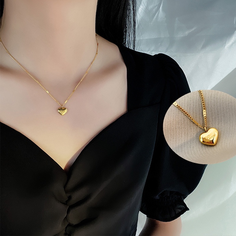 Kalung Rantai Choker Bahan Stainless Steel Warna Emas Untuk Wanita